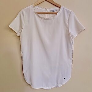 Abercrombie & Fitch| Pretty Ivory Silky Scoop Front Short Sleeve Blouse Sz S